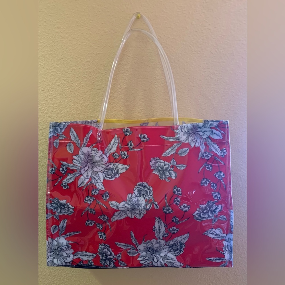 Dress Barn Colorful Yellow Red Blue Black Tote Shoulder Bag Beach Bag 18"L